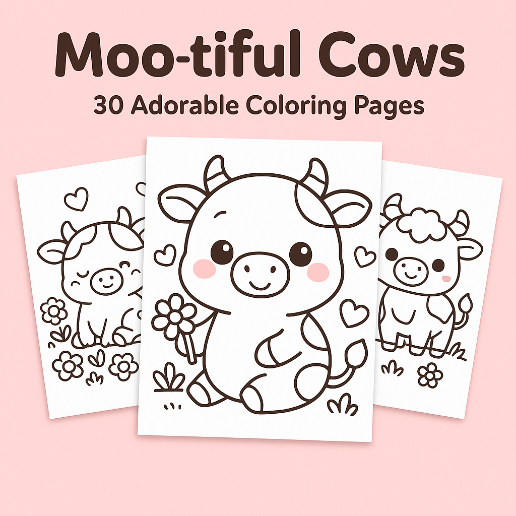 Moo-tiful Cows Coloring Pages PDF – 30 Relaxing and Cute Cow Designs